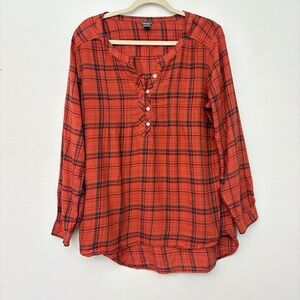 Eddie Bauer Plaid Tunic Blouse
